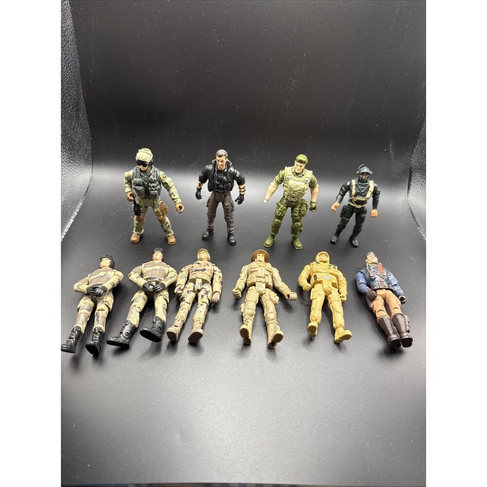 Lot of 10 -  Chap Mei, Lenard, and Unmarked 4 Inch Military Toy Action Figures